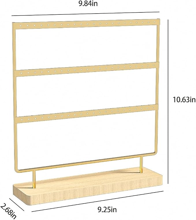 Julysky Earring Holder Organizer,Earring Holder Stand for Hanging Earrings,Earring Display Stand，Earring Organizer Stand，Earring Tree (Golden, 3 Layers)