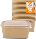 Celel 35 oz Paper Food Containers with Lids 50 Pack Meal Prep Containers | Disposable To Go Food Containers, Soak Proof, Microwavable and Freezer Friendly for Hot/Cold Use, 50 Bowls 50 Lids