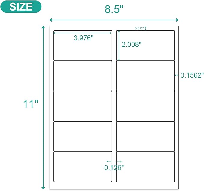 MFLABEL 2x4 Shipping Labels - 500 Adhesive Address Labels for Laser/Inkjet Printer, 50 Sheets FBA Labels, 10-UP Matte White Stickers for Packages, Mail, FBA & Shipping Boxes