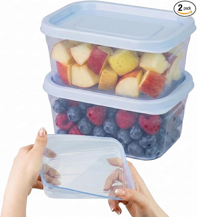 carrotez Flexible Freezer Storage Containers with lids, 2Pack 1cup Blue