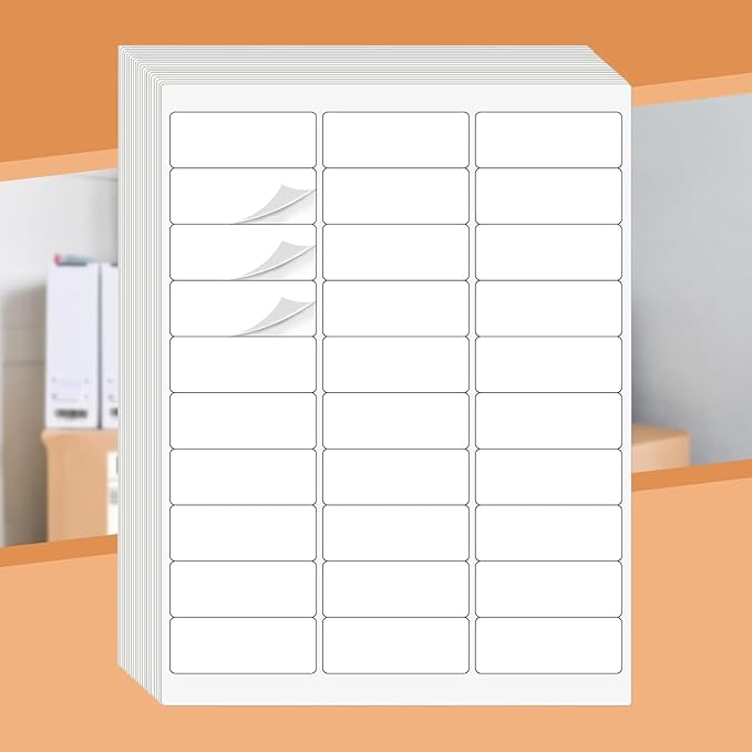 1" X 2-5/8" 30 Up Mailing Labels for Laser/Inkjet Printer, Address Labels, Shipping mailing Labels, 30 per Sheet Return Address Labels (25 Sheets - 750 Labels)
