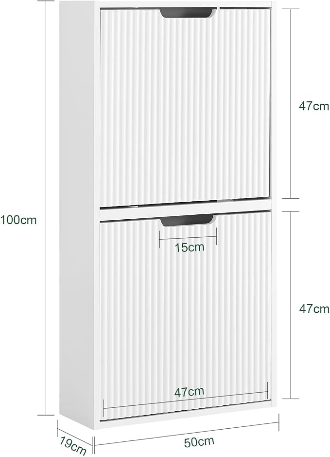 SoBuy Wall Mounted Slim Shoe Cabinet for Entryway, Narrow Shoe Rack Cabinet with 2 Flip Drawers, FSR204 (White)