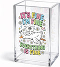 Funny It's Fine I'm Fine Everything Is Acrylic Pencil Holder Cup | Goose Pen Holder Gifts for Women Men Coworker HR Teacher Boss Friend, Goose Lover Present, Home Office Desk Decor Organizer
