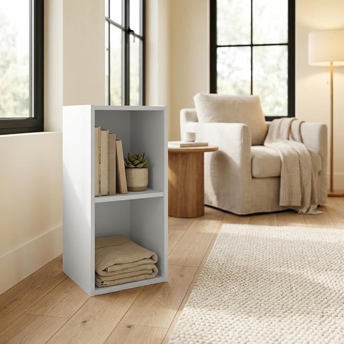 Furnifact White Bookcase with Durable Wooden Construction, Space-Saving Design, Versatile Storage Solution, Stylish and Lightweight for Home or Office
