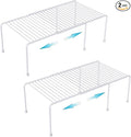 Expandable Cabinet Storage Organizer Shelf, Freezer Shelf Kitchen Cabinet Pantry Spice Rack for Plate Cup Organizer with Scratch Resistant Feet, 2 Sets