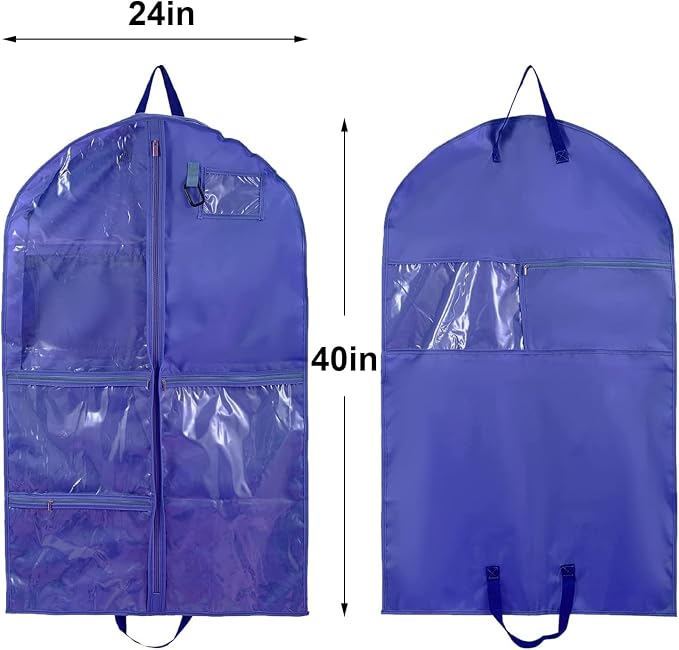 Waterproof Hanging Garment Bag,2 Pack 40 inch Garment Bags for Hanging Clothes,Garment Bags for Travel Storage,Dance Clothes Bag,Kids Garment Bag for Dance Costumes,Sports,Skating,Theatre,Beauty