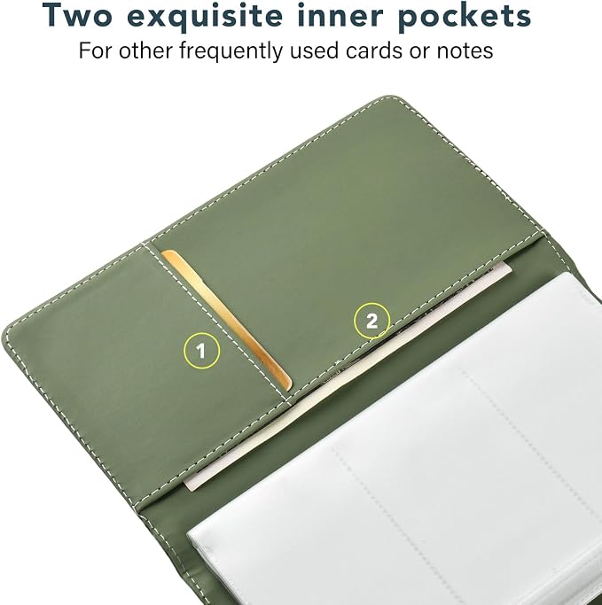 Leather Professional Business Card Holder Organizer Book - 300 Card Capacity Premium PU Folder with Soft Cover, Name Card Credit Cards Binder for Men/Women, Fruit Green