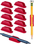 Tiizze Adhesive Pencil Holders for Desk Set of 10 - Silicone Pen Holder with 15 PCS Upgraded Adhesive Pads - Flexible Pencil Holder for Walls Clipboards, Office Essentials Accessories Teacher Supplies