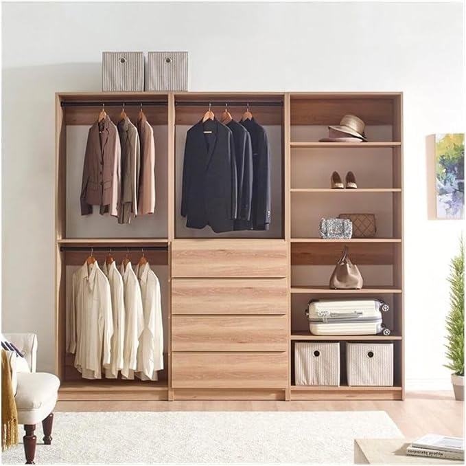 Maykoosh Closet System Organizer - Customizable Walk-in Wardrobe Storage Oak/Model ADE 3 Closet