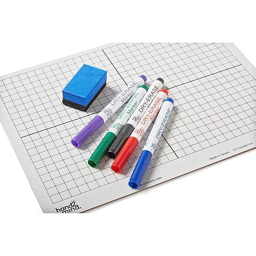 hand2mind XY Coordinate Grid White Boards for Students, Grid Board for Graphing, Dry Erase Boards, Portable Whiteboard, School Supplies, Classroom Supplies (Pack of 30)