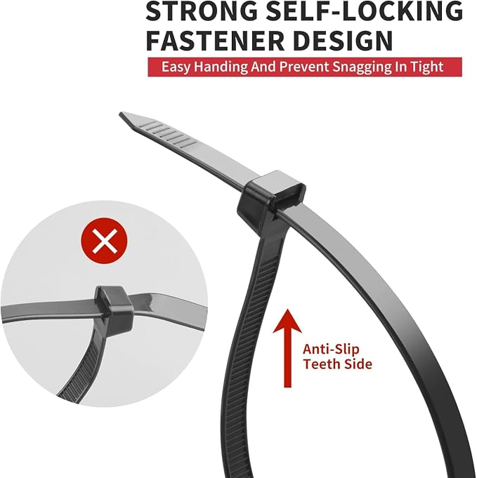 BethTie 500 Pack White Zip Ties Assorted Sizes 8"+12"+14"+18" 220 LBS