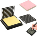 Sticky Note Holder for 3x3 Post It Notes with Stencil and Line Box Drawing Template Office Home Memo Pad Organizer Dispenser (Black 1 PCS)