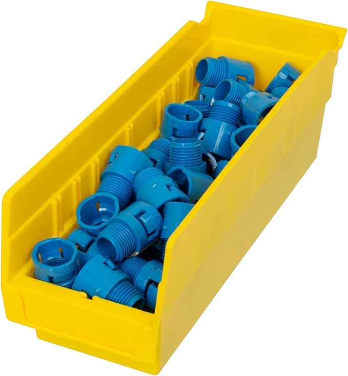 Akro-Mils 30120 Plastic Shelf Bins, Heavy Duty Storage Bins for Garage, Closet, and Drawer Organization, 12" x 4" x 4", Yellow, 24-Pack