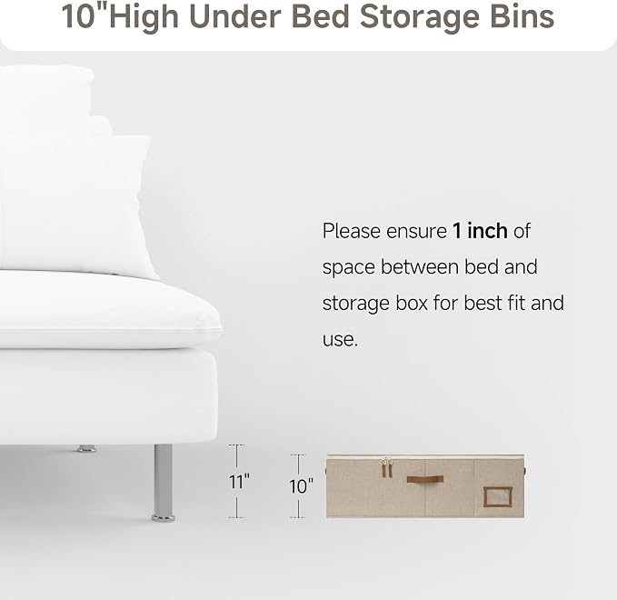 StorageWorks Under Bed Storage Bins, 10'' Underbed Storage Containers with Lid, 77L Clothes Organizer for Bedding, Blankets, Sweaters, Shoes, 2-Pack