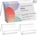 3 Pcs Acrylic Business Card Holder for Desk, Desktop Business Card Stand, Clear Name Cards Display Holder for Exhibition Accessories Home Office, Capacity: 50 Cards