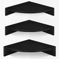 Homode Corner Floating Shelves, Set of 3 Corner Shelves Wall Mounted with Cable Hole, 3 Tier Wooden Hanging Corner Storage Shelf for Bedroom, Living Room, Kitchen, Black