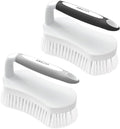 Amazer Scrub Brush for Cleaning Comfort Grip Bathtub Scrubber Stiff Bristles with Handle Heavy Duty Shower Cleaner Brush for Tub Carpet Floor Sink Outdoor - Pack of 2 (Black+Grey)