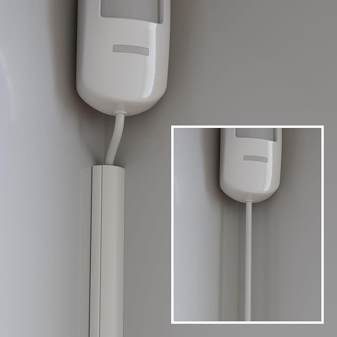 D-Line 15.7" White Quarter Round Cable Raceway, Corner Cord Cover, Self-Adhesive Floor Molding with Wire Channel, Baseboard Cable Hider - 0.87" (W) x 0.87" (H) x 15.7-inch Length - White