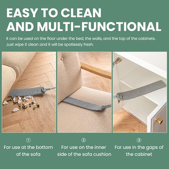 Saker Retractable Gap Dust Cleaning Artifact, Telescoping Bendable Microfiber Duster for High Ceilings, Under Furniture & Hard-to-Reach Areas, Washable Extendable Dusting Tool (1 Set)