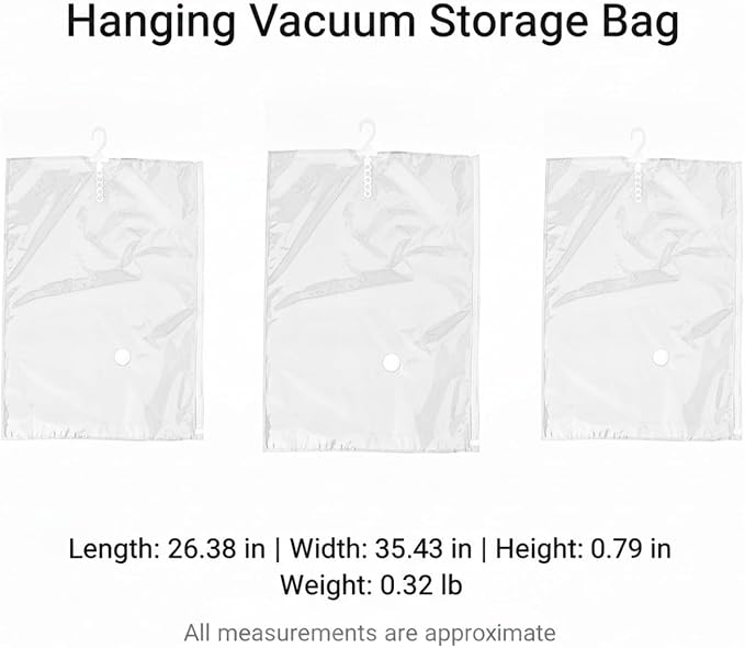 Hanging Vacuum Storage Bags for Closet, Clear Compression Garment Covers for Coats & Suits, Space Saving Organizer (1 Pack)