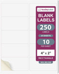 NextDayLabels 4x2 Inch Rectangle Stickers White Blank Labels for Laser Inkjet Printer - 10 Per Sheet Self-Adhesive Product Barcode Inventory Made in USA - 250 Labels
