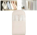 Space Saving Hanging Garment Bag with Self Compression Zipper, New Update Space Saver Clothes Storage Organizer, Dust Cover Clothes Bags for Down Coat Suit Dress or Jacket (Beige, L)