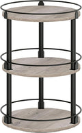 YATINEY 3-Tier Lazy Susan Organizer, Rotating Spice Rack, Spinning Organizer, Industrial Turntable Spice Rack Organizer for Cabinet, Kitchen Countertop, Greige and Black SR23BG