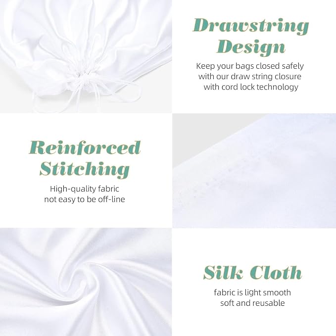 6 Pack Dust Bags for Handbags, Shoe Dust Bags for Purses, Silk Cotton Purse Cover Storage Bag(White, M-19.6 × 15.7 in)
