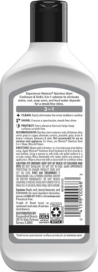 Weiman Stainless Steel Sink and Pots & Pans Cleaner and Polish