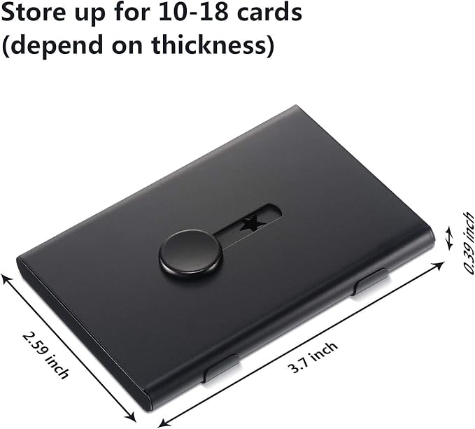 Tatuo 2 Pcs Black/blue 2 Pack Thumb Drive Business Card Holder Stainless Steel Business name Card Case Portable Slide Out name holder Wallet Nice Design pocket for Men and Women