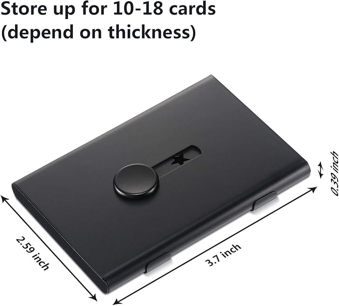 Tatuo 2 Pcs Black/rose Gold 2 Pack Thumb Drive Business Card Holder Stainless Steel Business name Card Case Portable Slide Out name holder Wallet Nice Design pocket for Men and Women