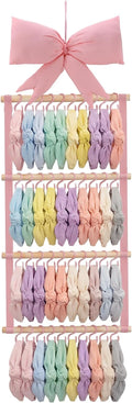 Sliner Pink Bow Headband Holder Head Bands Organizer for Girls, Baby Wall-mounted Headbands Hair Accessories Display Rack with 40 Plastic Hooks for Nursery Room Bedroom Living Room