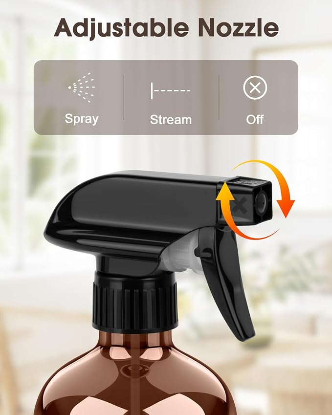 Bontip Glass Spray Bottle with Silicone Sleeve Protection, Amber Glass Spray Bottle Set for Window Cleaner Aromatherapy Facial Hydration Watering Flowers Hair Care 2 Pack/16 oz (White & Orange, 16 oz)