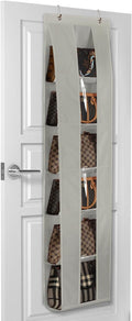 Lirex Over The Door Purse Organizer, Space-Saving Medium and Large Handbag Storage Organizer Clothing Closet Hanger, Grey