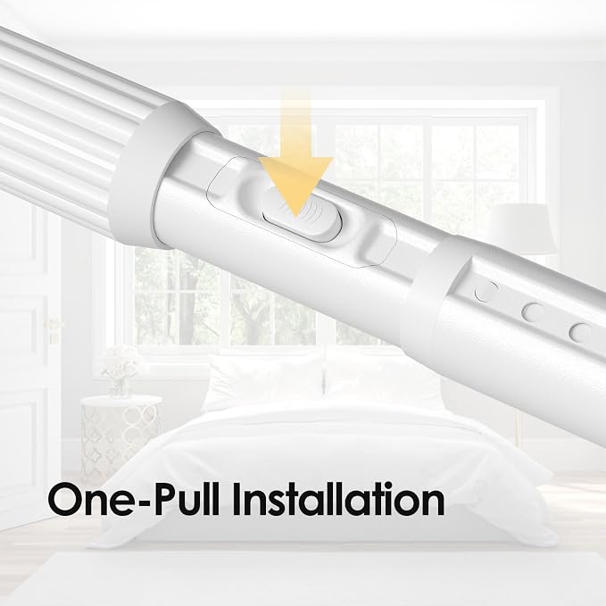 White Tension Curtain Rod 41-126In(4-10Ft), Long Outdoor Curtain Rod No Drilling for Window or Bathroom Patio, Adjustable Heavy Duty Shower Rod,Rod Diameter 1.26In-One-bond stretching