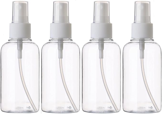 SINIDE Plastic Spray Bottles 75 ML - 8 Pack 2.5 oz Fine Mist Clear Travel Bottle Set, Empty Reusable Portable Refillable Makeup Sprayer Containers for Perfume, Liquids, Aromatherapy, Cleaning Solution