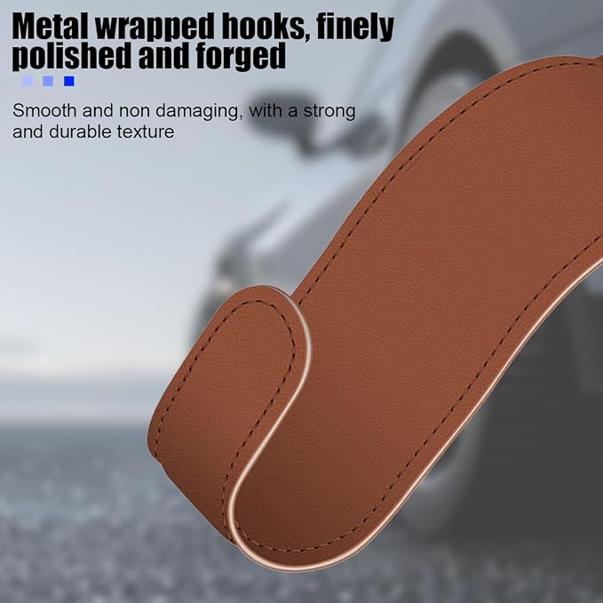 Bittwee 2PCS Car Glove Box Hooks Passenger Storage Hangers Orange | Microfiber leather, snap-in install, hangs bags umbrellas, fits most cars SUVs and trucks, car interior accessories