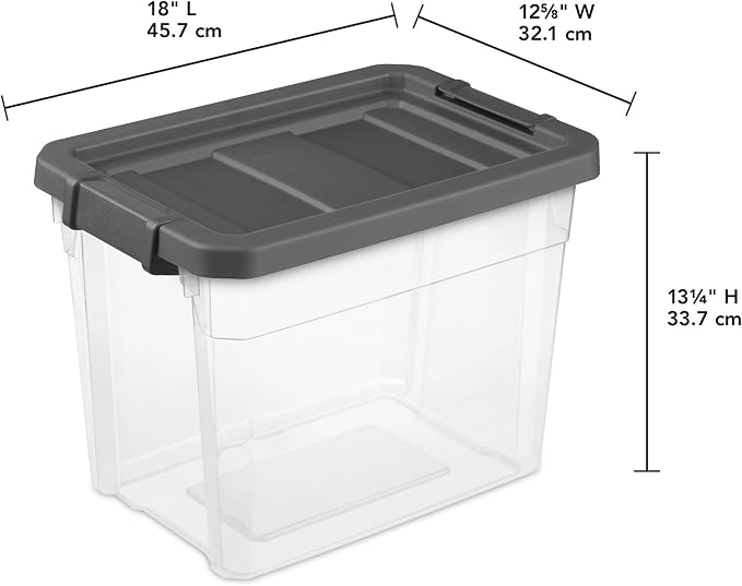 Sterilite 18-Pack Modular Stacker Box, Durable Clear Plastic Storage Bins with Latching Lids, 30 Quart - Stackable Organizing Container Boxes for Closet, Bathroom, and Office