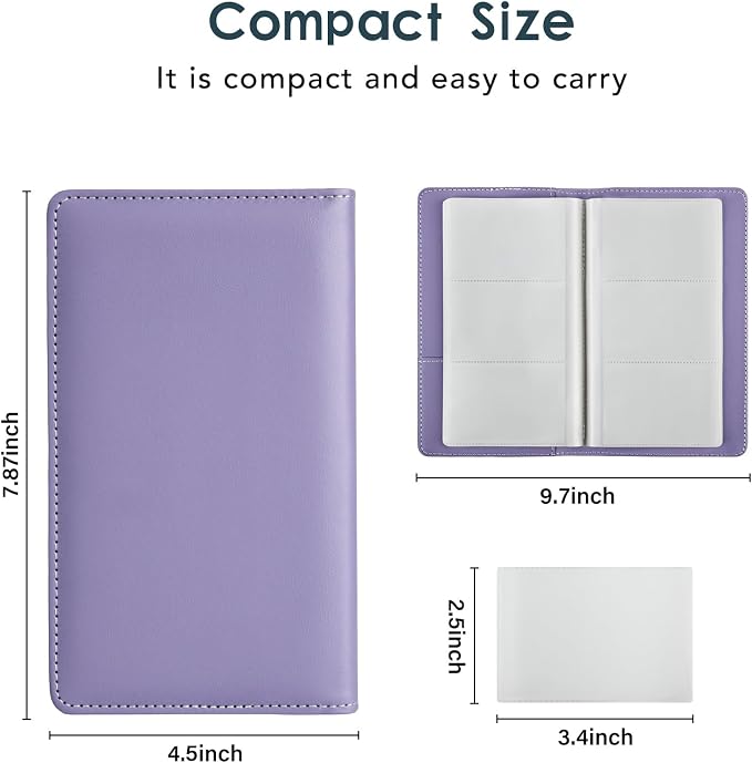 Leather Professional Business Card Holder Organizer Book - 300 Card Capacity Premium PU Folder with Soft Cover, Name Card Credit Cards Binder for Men/Women, Charm Purple