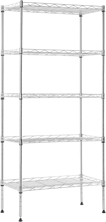 Meet perfect 5-Tier Wire Shelving Unit, NSF Certified Metal Storage Rack, 750 lbs Capacity Heavy Duty Shelf, Adjustable Pantry Organizer for Kitchen Garage Laundry, 47.6" H x 21.5" W x 11.6" D