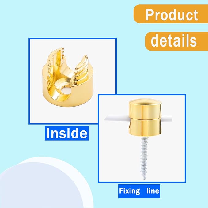 3 Sets Charger Cord Holder, Gold Metal Adhesive Cable Management Clips,Adjustable Cable Anchor Holders,Wire Organizer for Desk, Wall Hook, Home, Office,Bedside Table