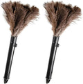 Retractable Feather Duster-Genuine Ostrich Feathers,Anti-Static,Reusable Eco-Friendly Handheld Cleaning for Keyboard,Home,Car,Office(10 to 15 Inches) 2 Pack