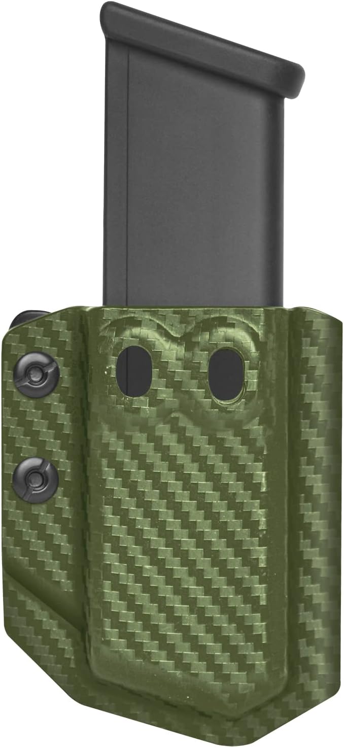 Amberide Universal IWB/OWB Kydex Mag Carrier for 9mm / .40 & .45 ACP Magazines, Single and Double Stack, Adjustable Retention, Ambidextrous, Fits 1.5" Belt, Made in USA
