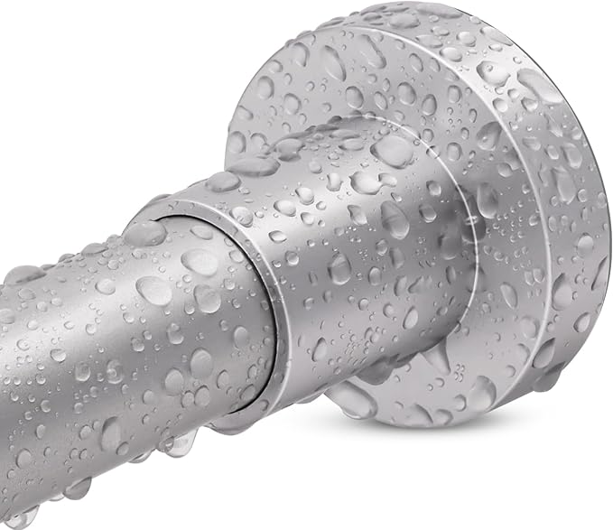 YNL Silver Shower Curtain Rod 32-64 Inch(2.7-5.33ft), Non-Slip, Never Rust, Stainless Steel No Drill Spring Tension Shower Rod, Adjustable Long Curtain Rod for Bathroom Window