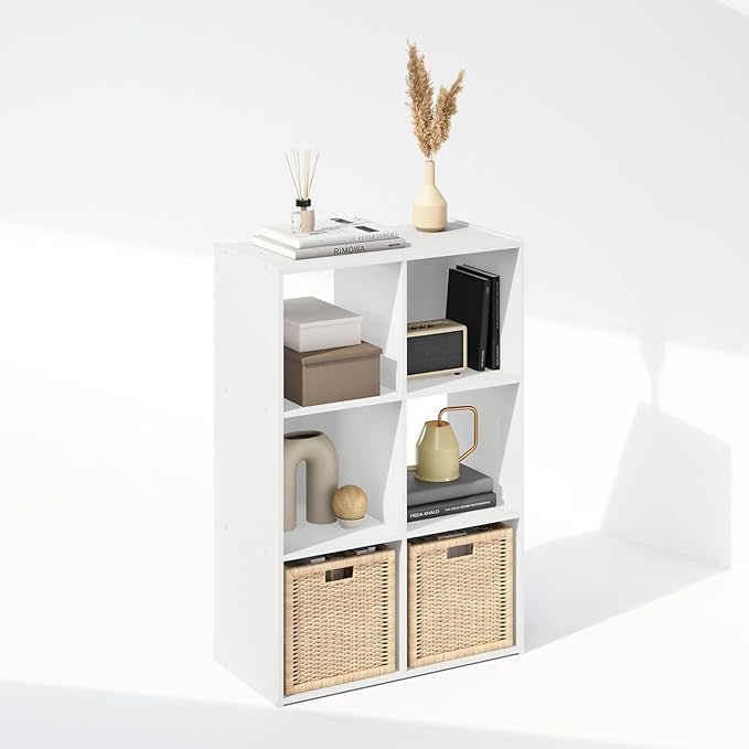 HomeStock Modern Minimalism Cubic Storage Cabinet, Bookcase, Bookshelf White/6 Cube