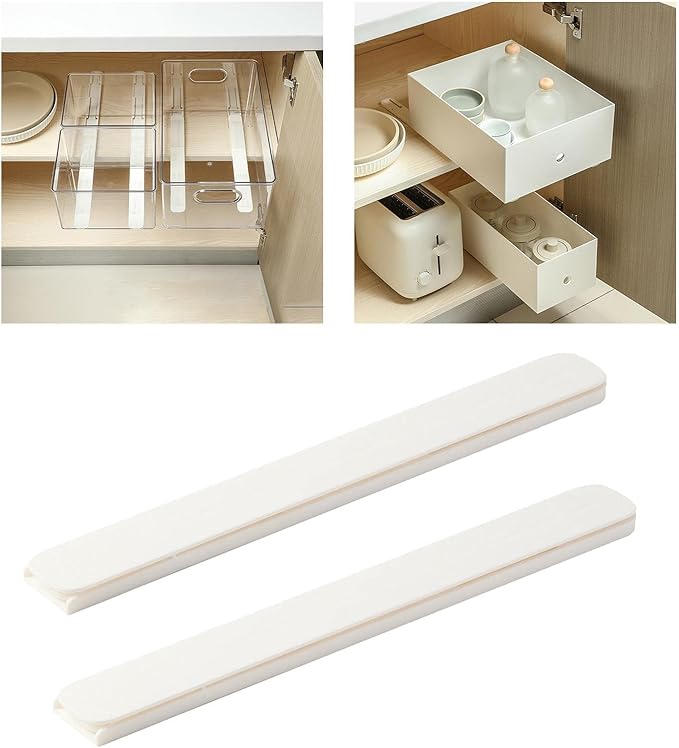 2Pcs Basket Pull Out Rail Storage Organization Accessories DIY Drawer Organizers Slides Storage Basket Slide Track for Bedroom Bins Shelves