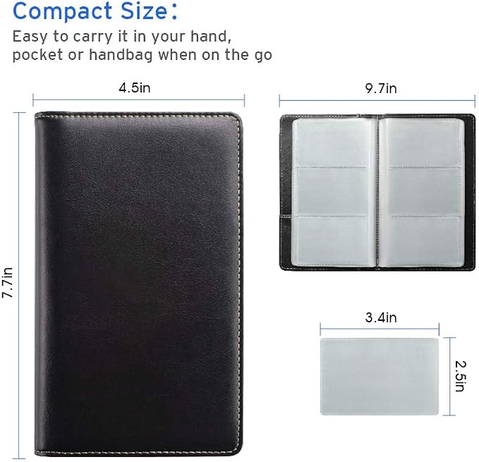Sooez Leather Professional Business Card Book Holder Organizer, 240 Capacity Credit Card Booklet, PU Name Cards Holder Storage File for Men Women, 7.7"x 4.5" x 0.7", Grass Green