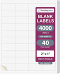 NextDayLabels 2x1 Inch Rectangle Stickers White Blank Labels for Laser Inkjet Printer - 40 Per Sheet Self-Adhesive Address Mailing Name Tags Made in USA - 4000 Labels