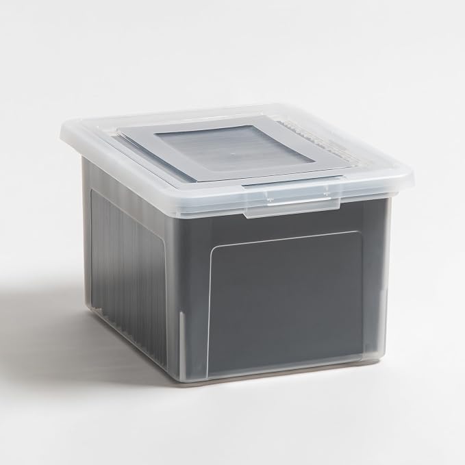 IRIS USA 35 Qt. Letter/Legal File Box with Latching Lid, Clear | Protect important documents, letter and legal files with secure storage for home offices, moving, and long-term organization