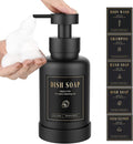 Luxspire Foaming Soap Dispenser, Glass Foam Pump Soap Dispenser, Non-Slip Hand Soap Bottle with 5 Waterproof Labels, 15 Oz Refillable Liquid Soap Bottle for Bathroom & Kitchen, Black, 1 Pack